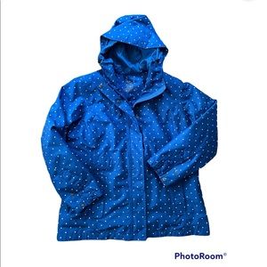 L.L.Bean Women's H2OFF Rain PrimaLoft Lined Jacket - bright blue dot - L Petite